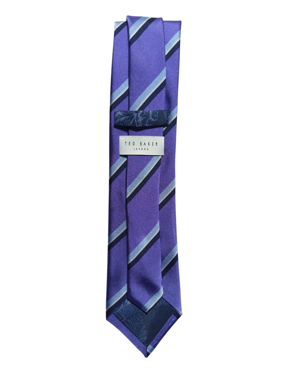 Corbata regular de seda estampado a rayas para hombre 3