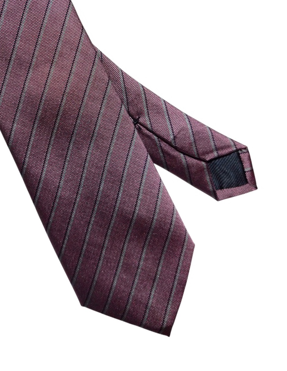 Corbata regular de seda estampado a rayas para hombre 2