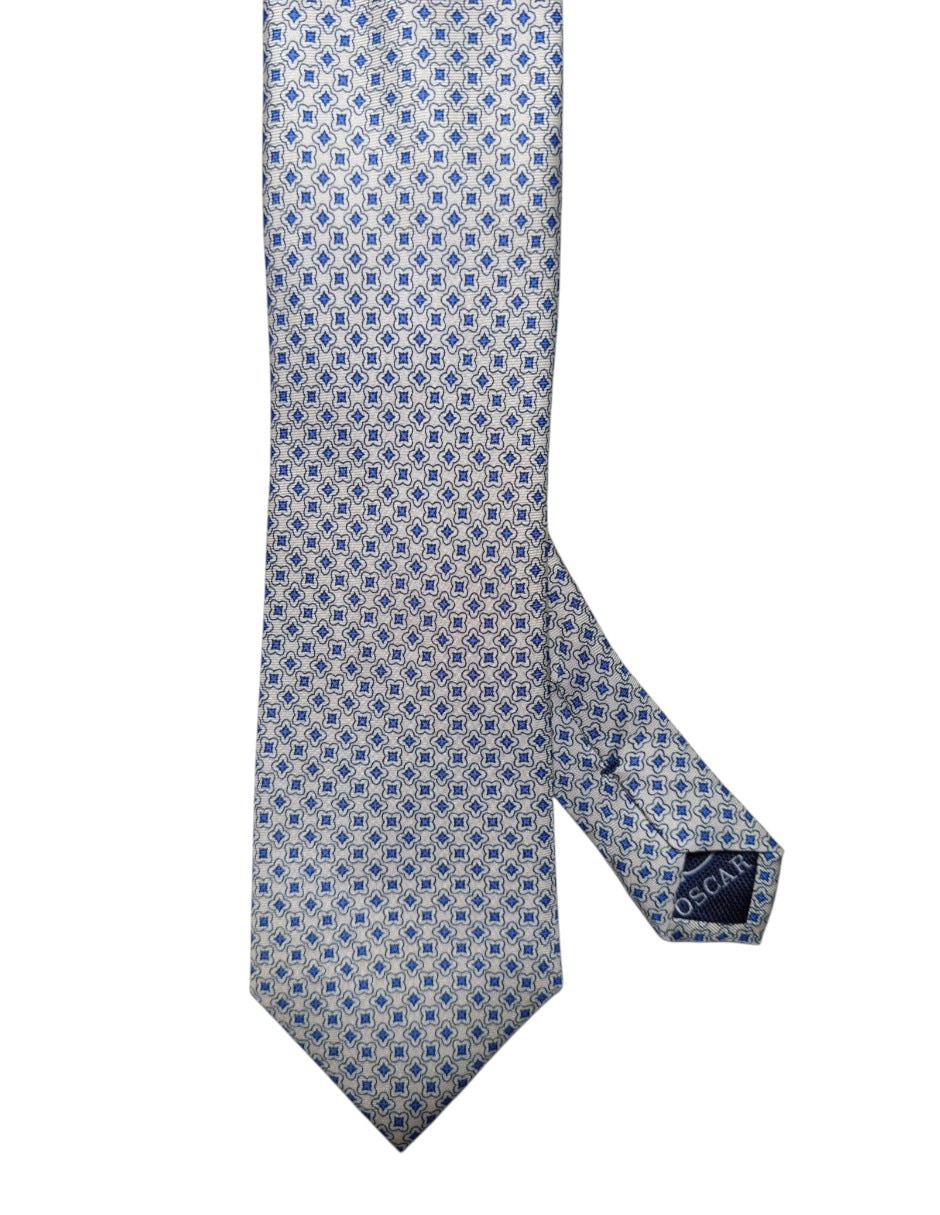 Corbata regular de seda estampado geométrico para hombre