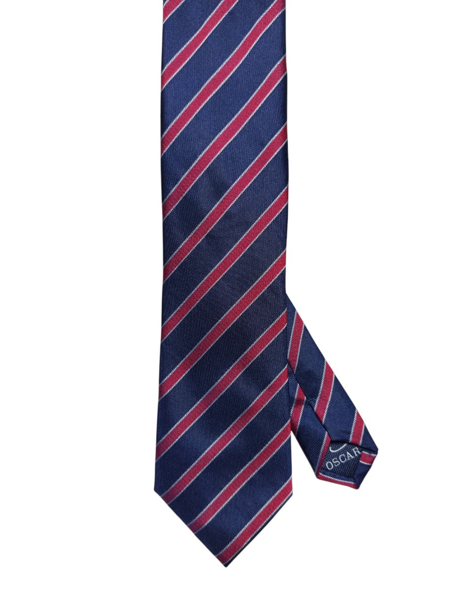 Corbata regular de seda estampada a rayas para hombre