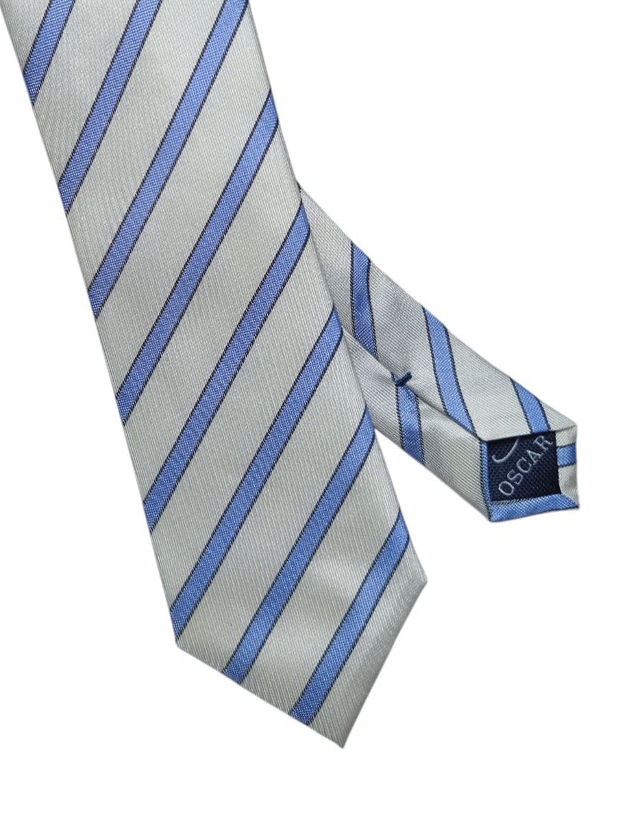 Corbata regular de seda estampada a rayas para hombre 2