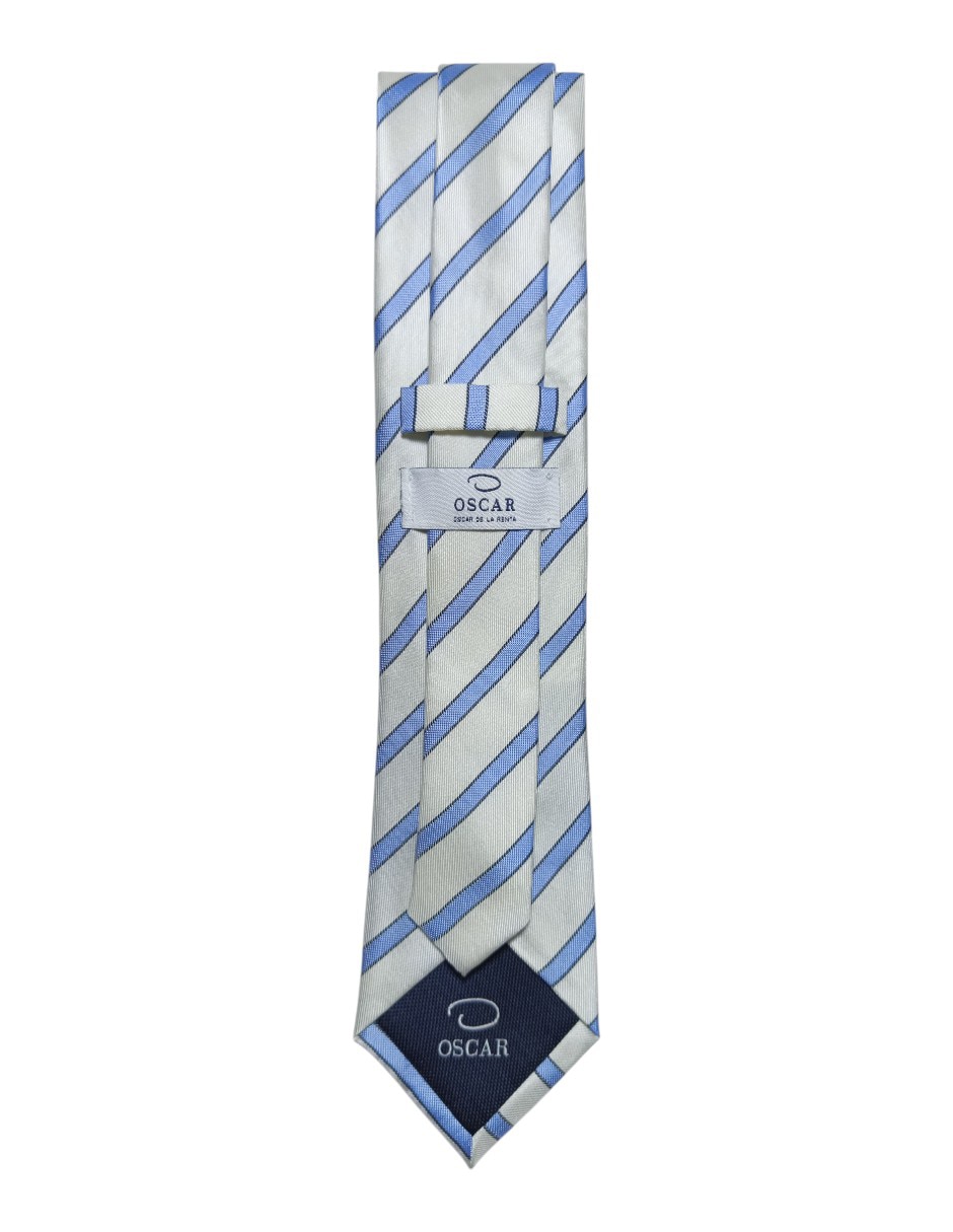Corbata regular de seda estampada a rayas para hombre 3