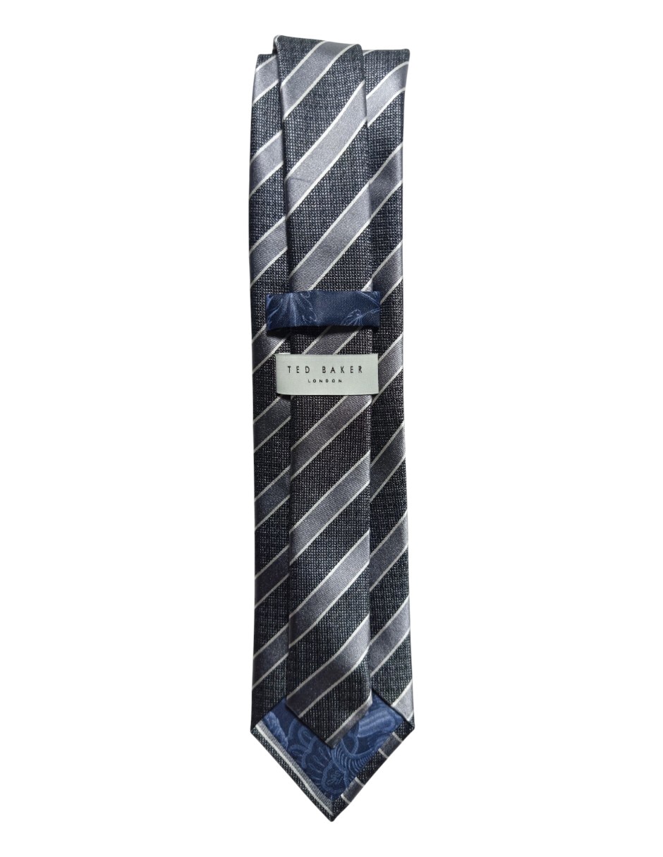 Corbata regular de seda estampado a rayas para hombre 3