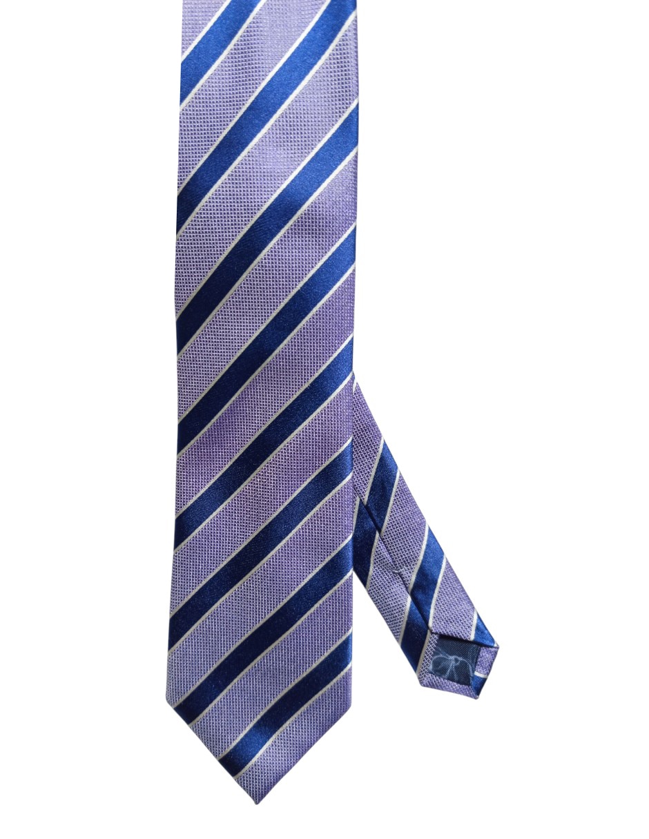 Corbata regular de seda estampado a rayas para hombre