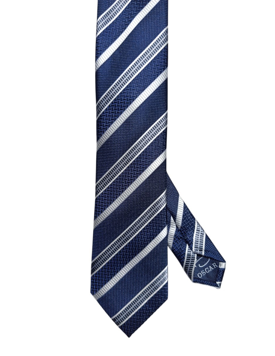 Corbata regular de seda estampada a rayas para hombre