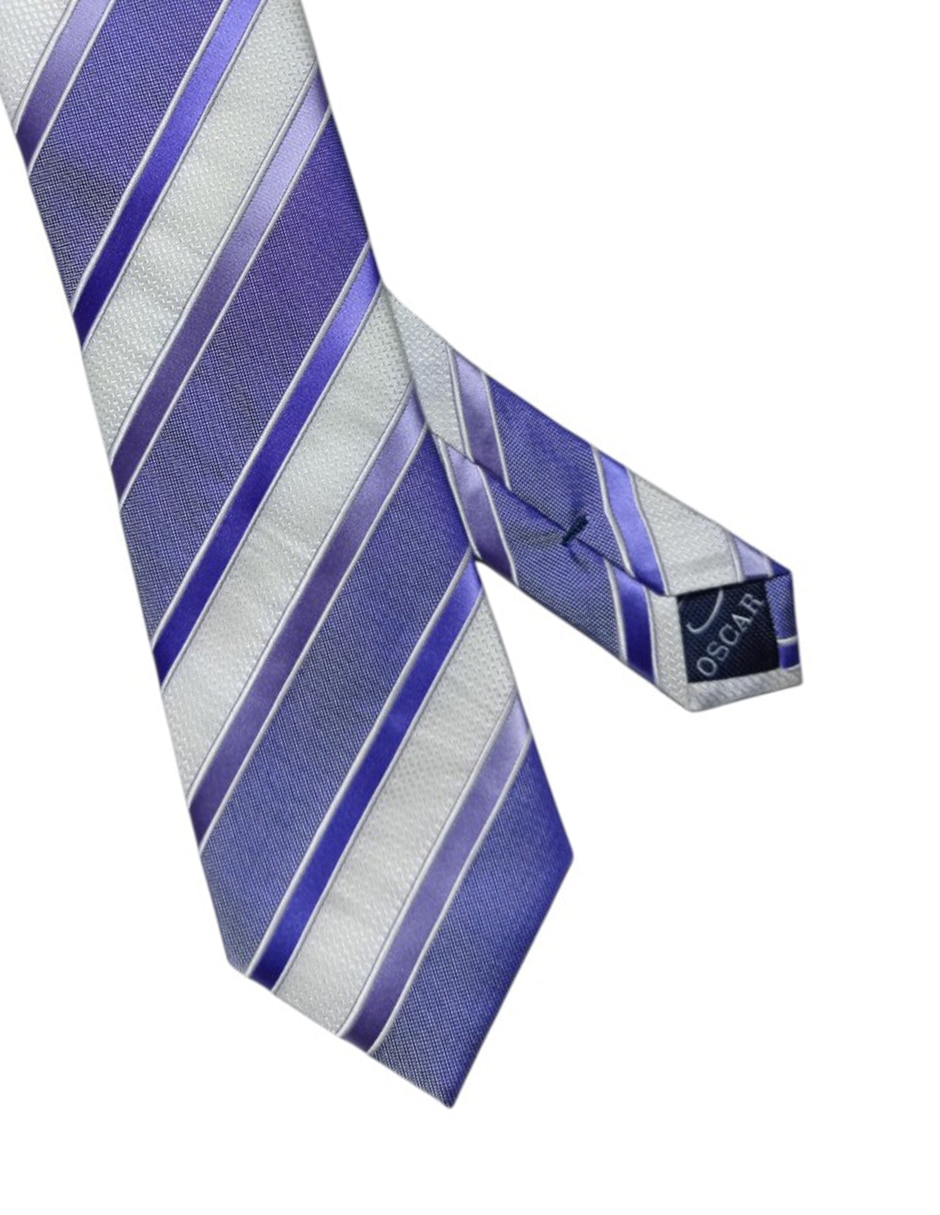 Corbata regular de seda estampada a rayas para hombre 2