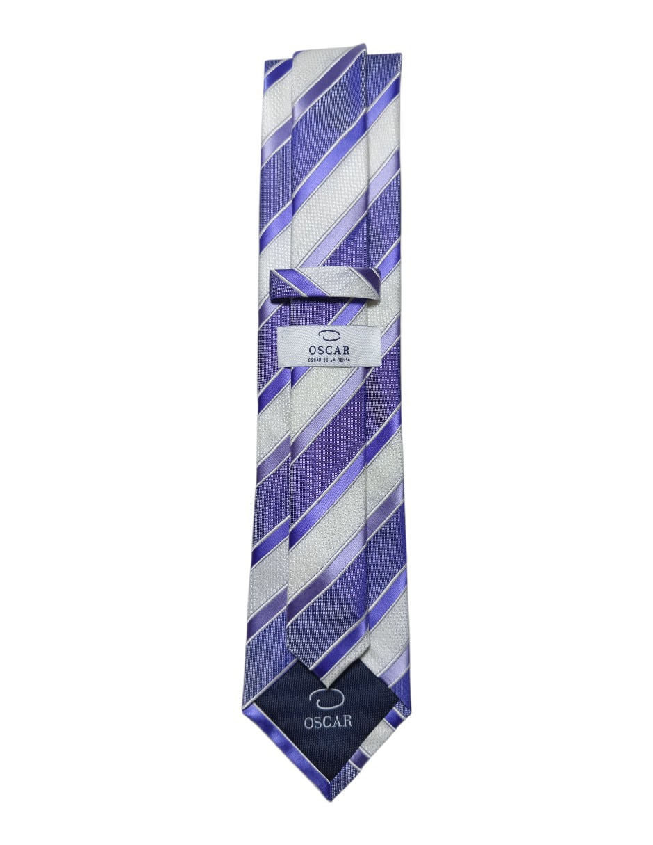 Corbata regular de seda estampada a rayas para hombre 3