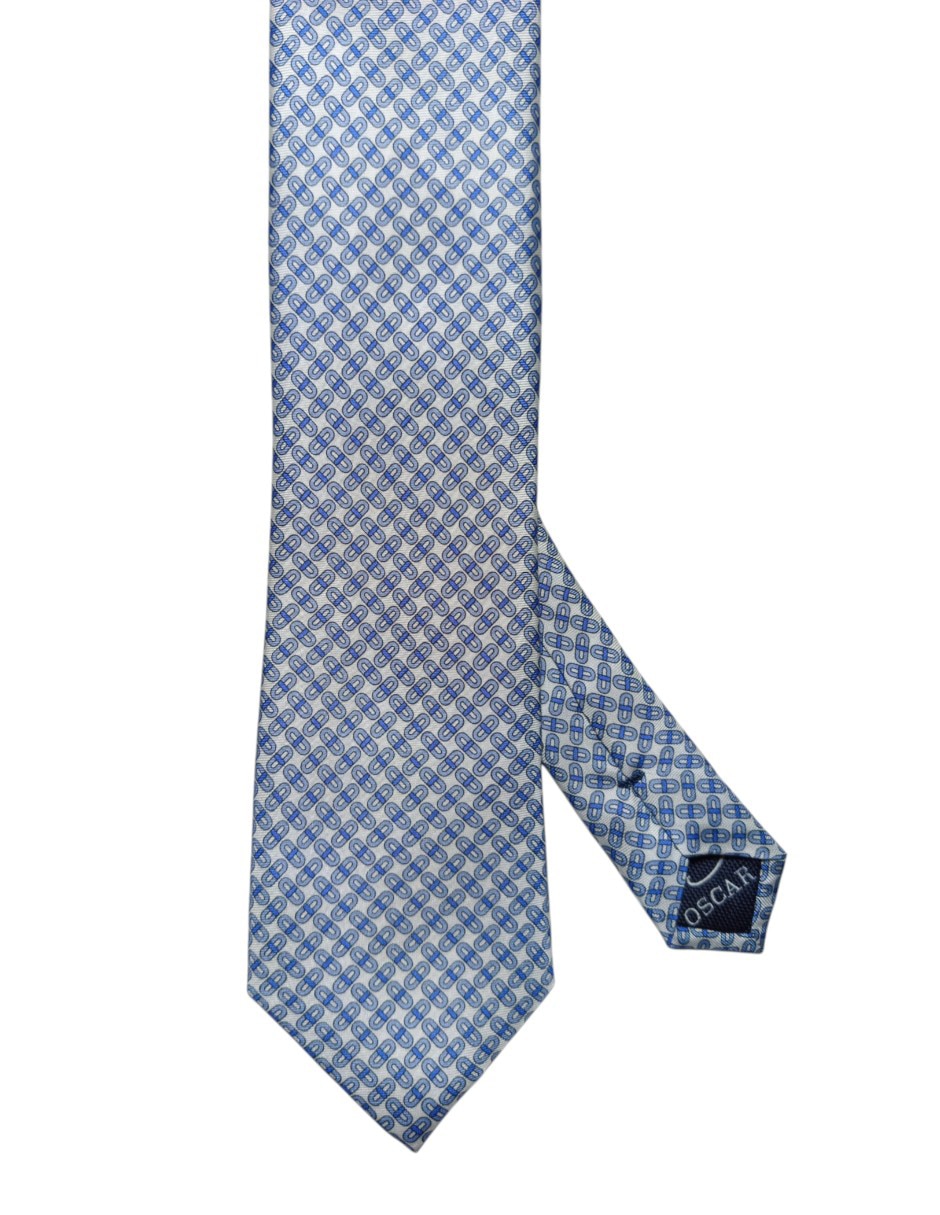 Corbata regular de seda estampado geométrico para hombre