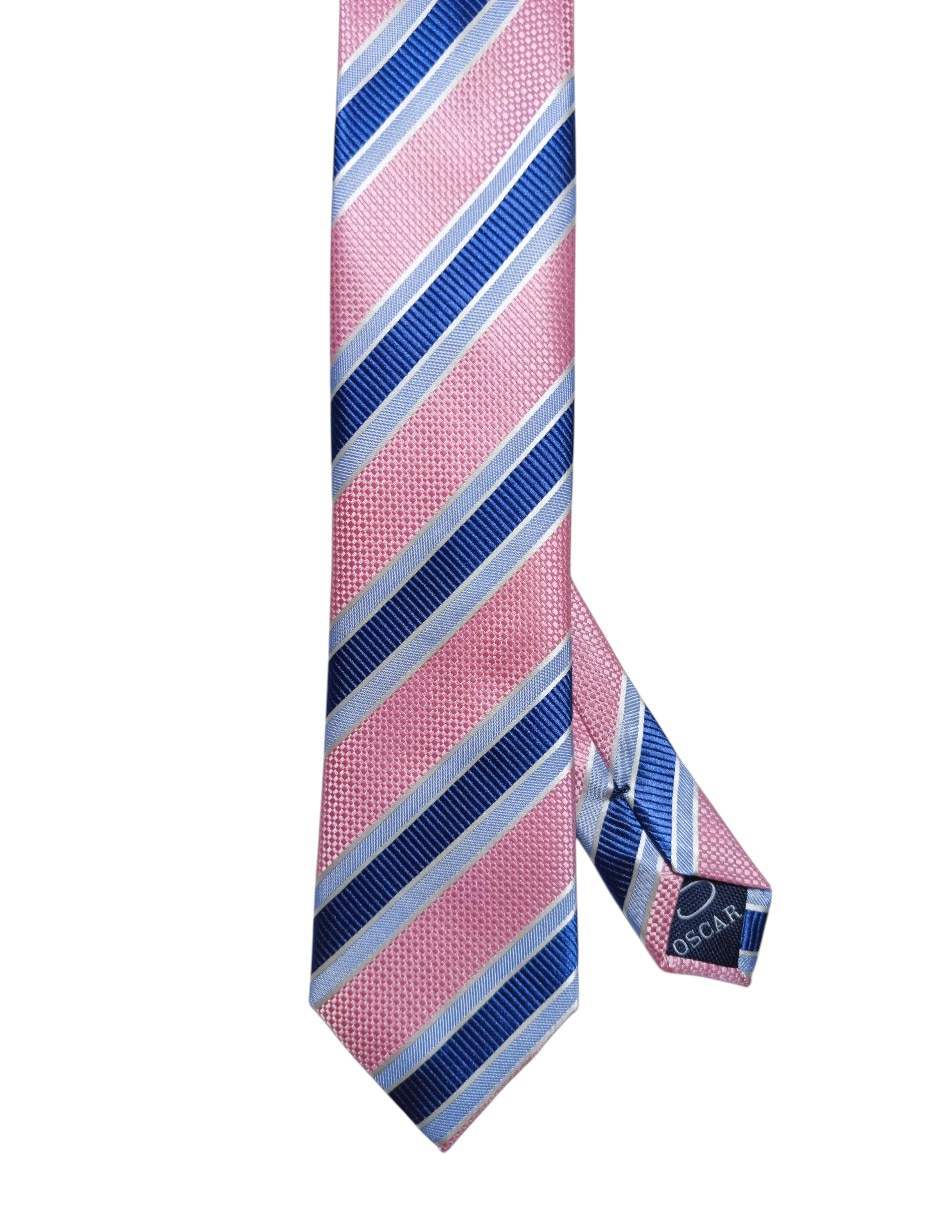 Corbata regular de seda estampada a rayas para hombre