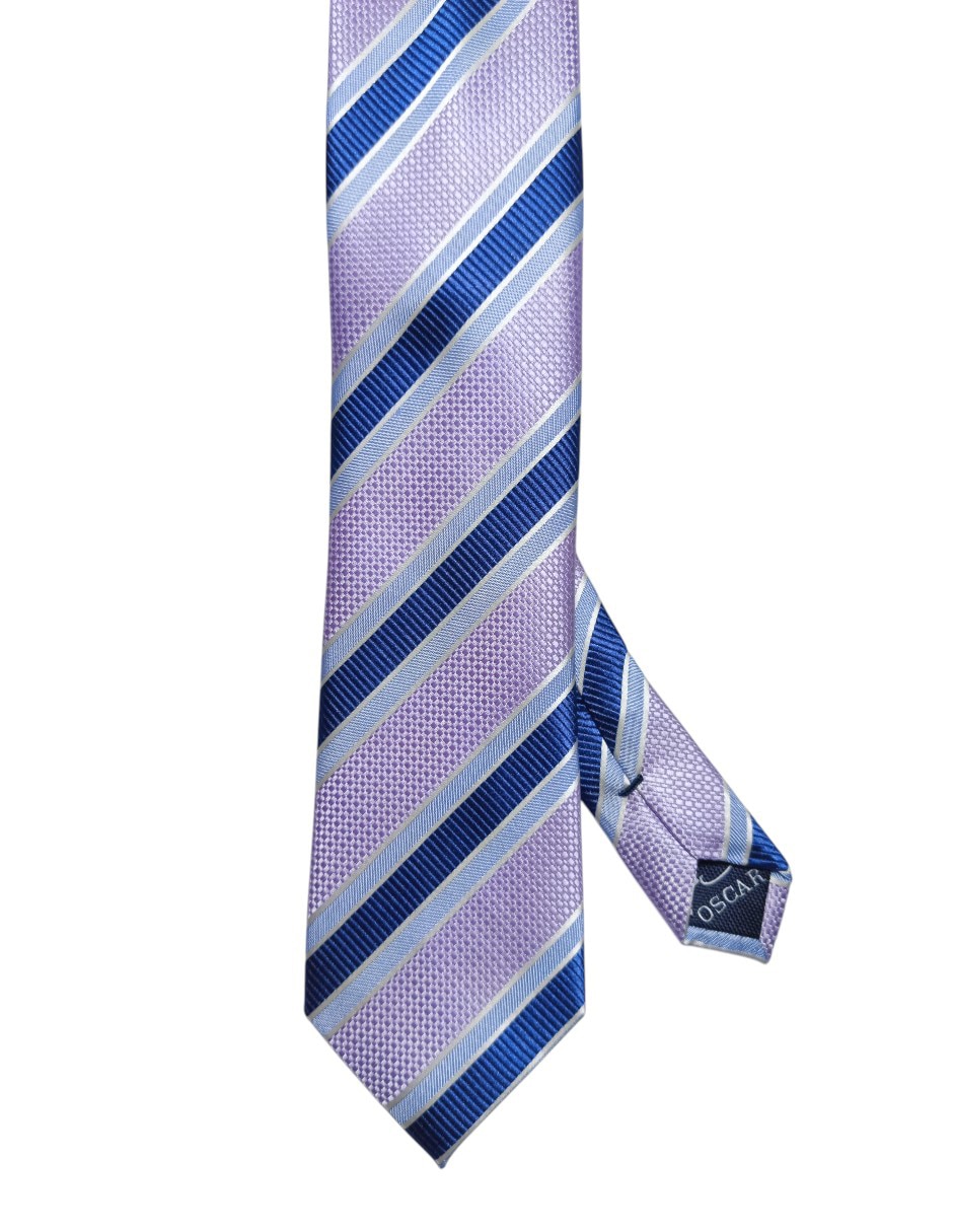 Corbata regular de seda estampada a rayas para hombre