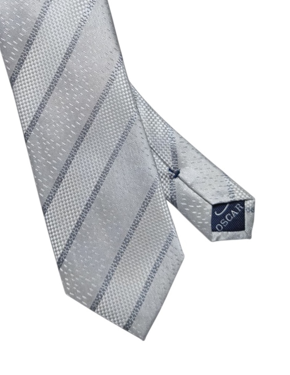 Corbata regular de seda estampado a rayas para hombre 2