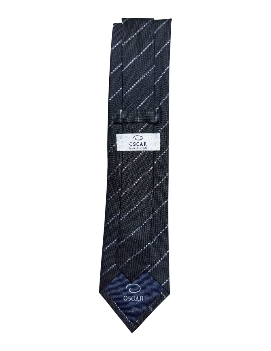 Corbata Oscar de la Renta regular de seda estampado a rayas para hombre