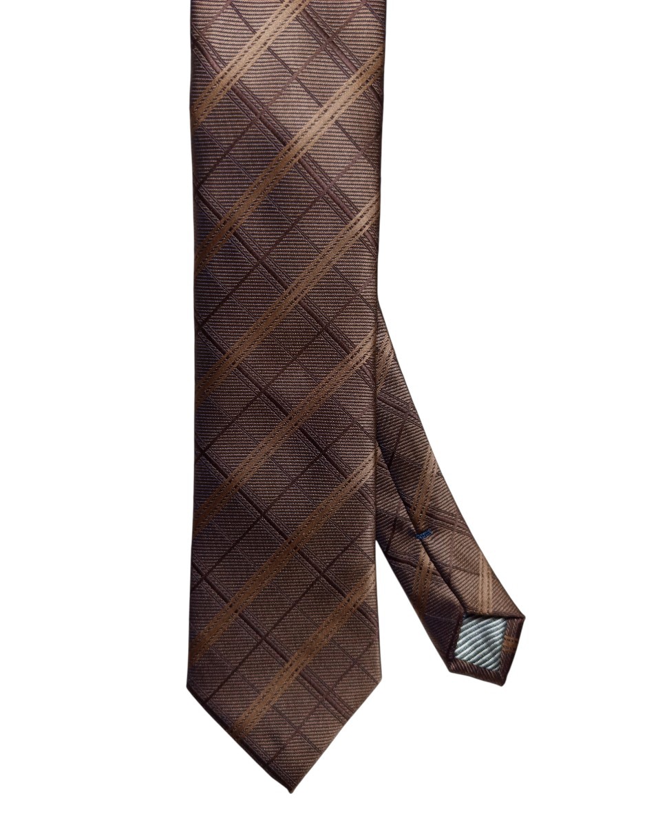 Corbata regular de seda estampado a cuadros para hombre