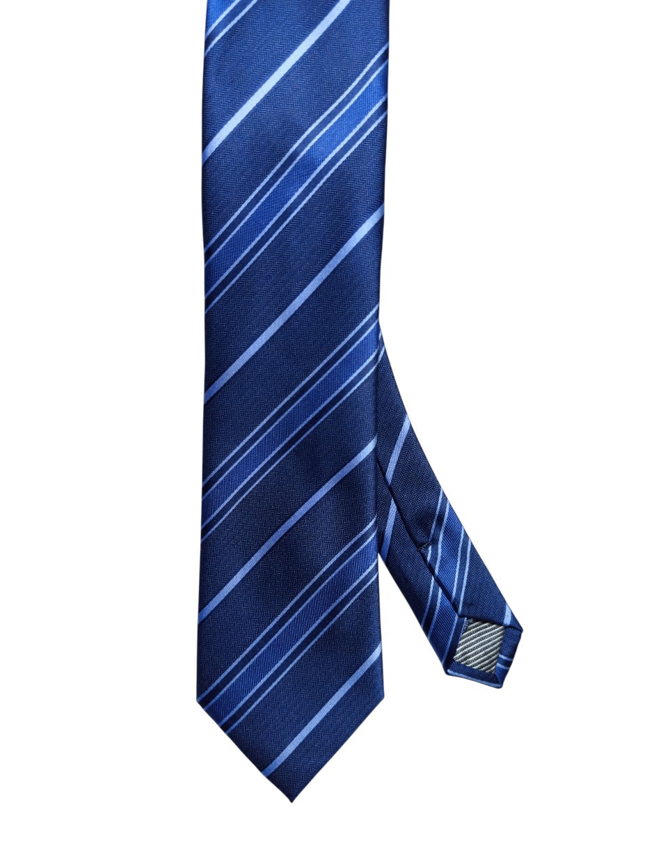 Corbata regular de seda estampada a rayas para hombre