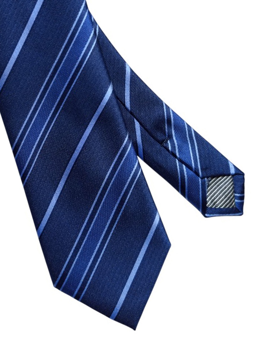 Corbata regular de seda estampada a rayas para hombre 2