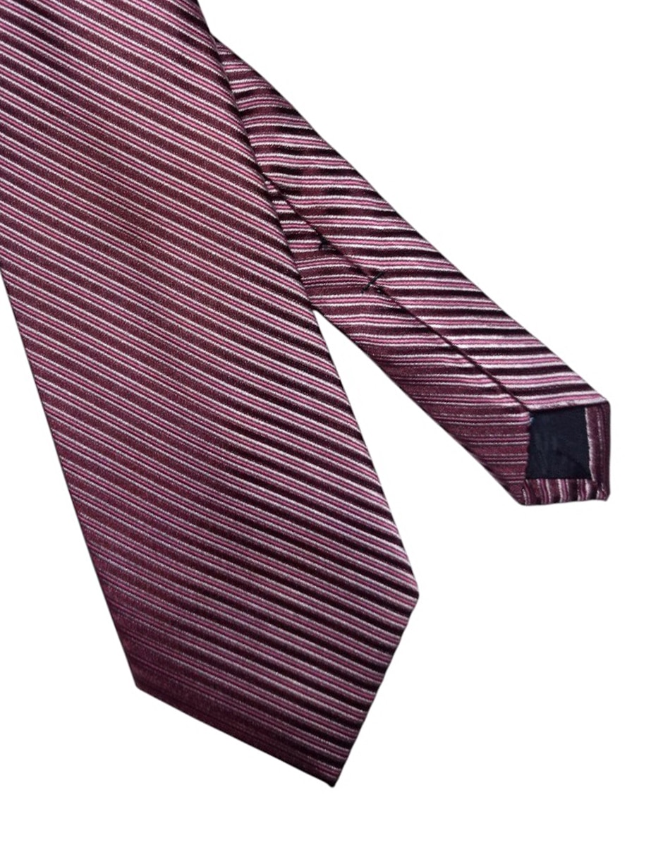 Corbata regular de seda estampado a rayas para hombre 4