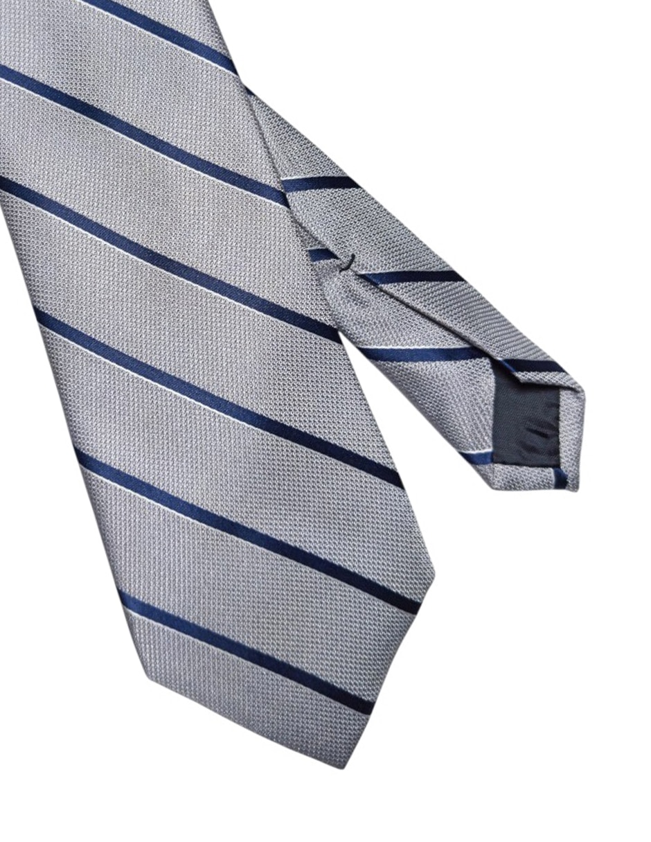 Corbata regular de seda estampado a rayas para hombre 4