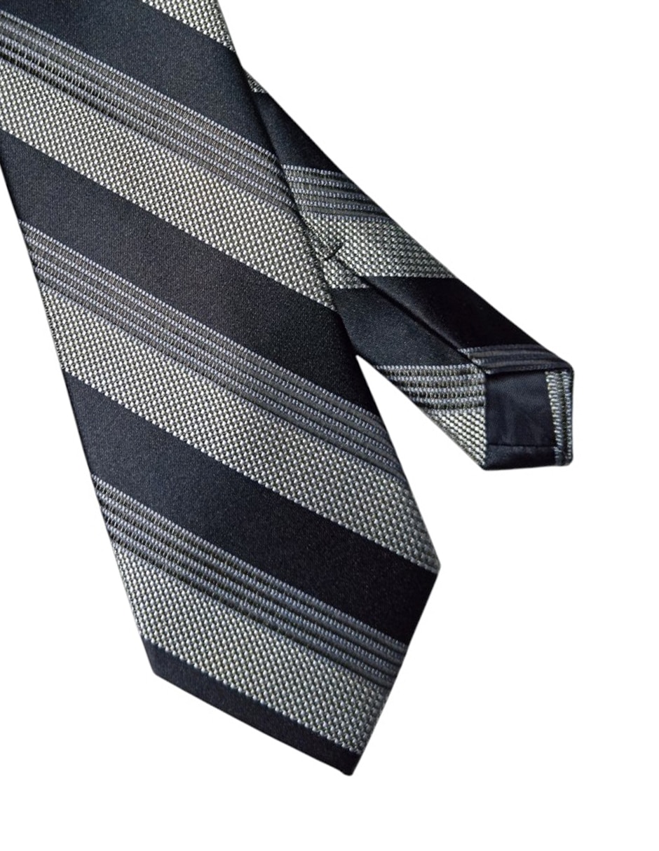 Corbata regular de seda estampado a rayas para hombre 4