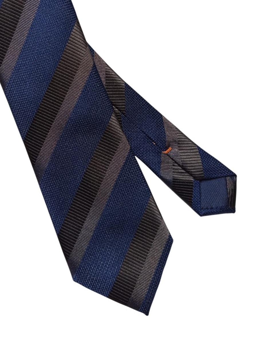 Corbata regular de seda estampado a rayas para hombre 2