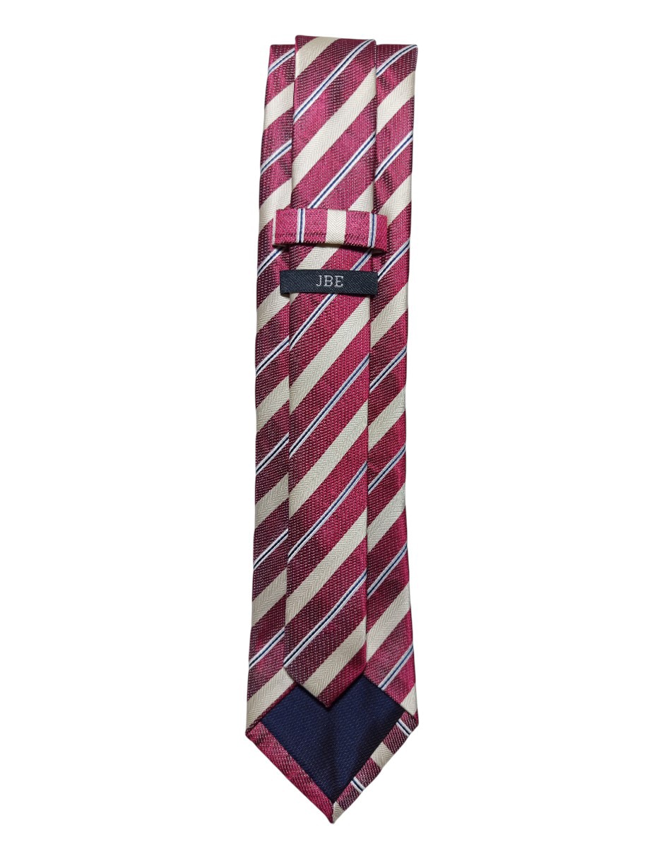 CORBATA JBE A RAYAS REGULAR SEDA, ROJO