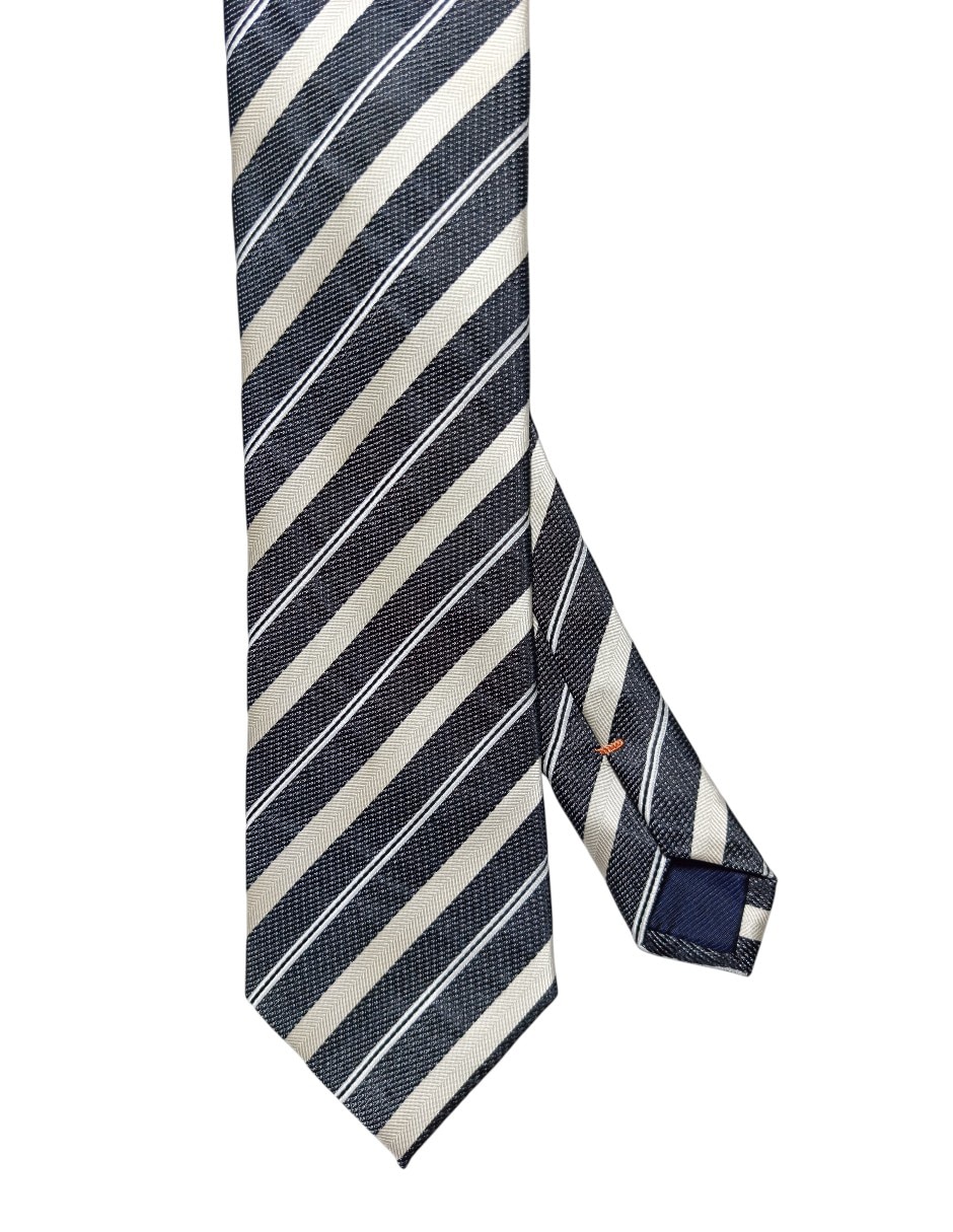 Corbata regular de seda estampado a rayas para hombre