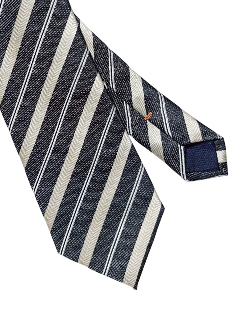 Corbata regular de seda estampado a rayas para hombre 2