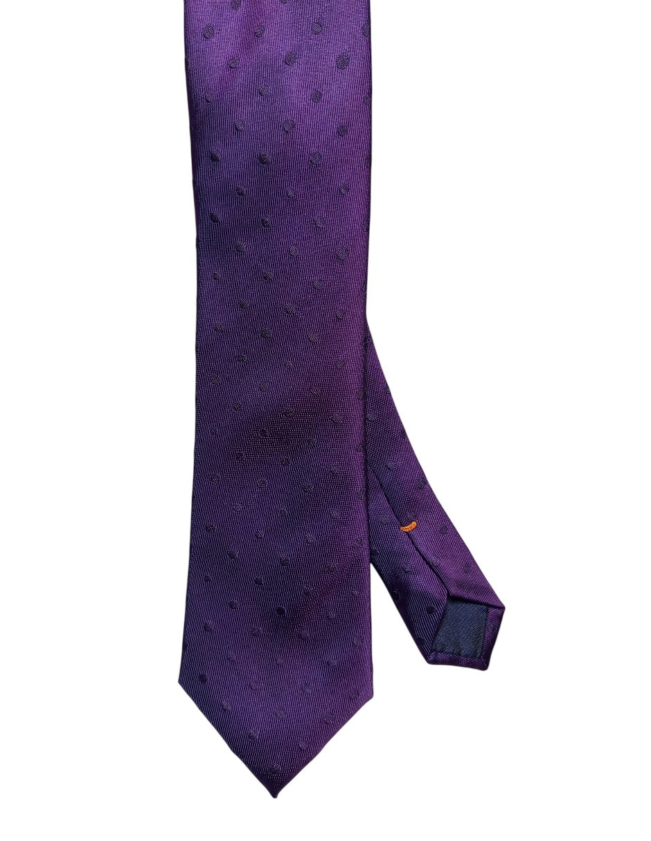 Corbata regular de seda estampado lunares para hombre