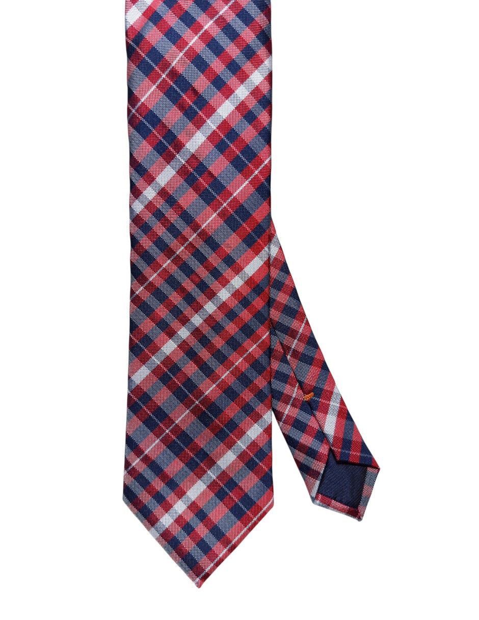 CORBATA JBE A CUADROS REGULAR SE, ROJO