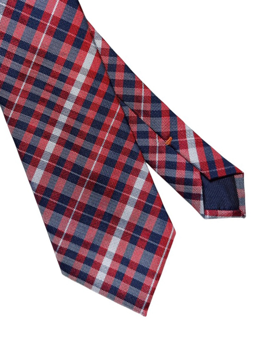 Corbata regular de seda estampado a cuadros para hombre 2