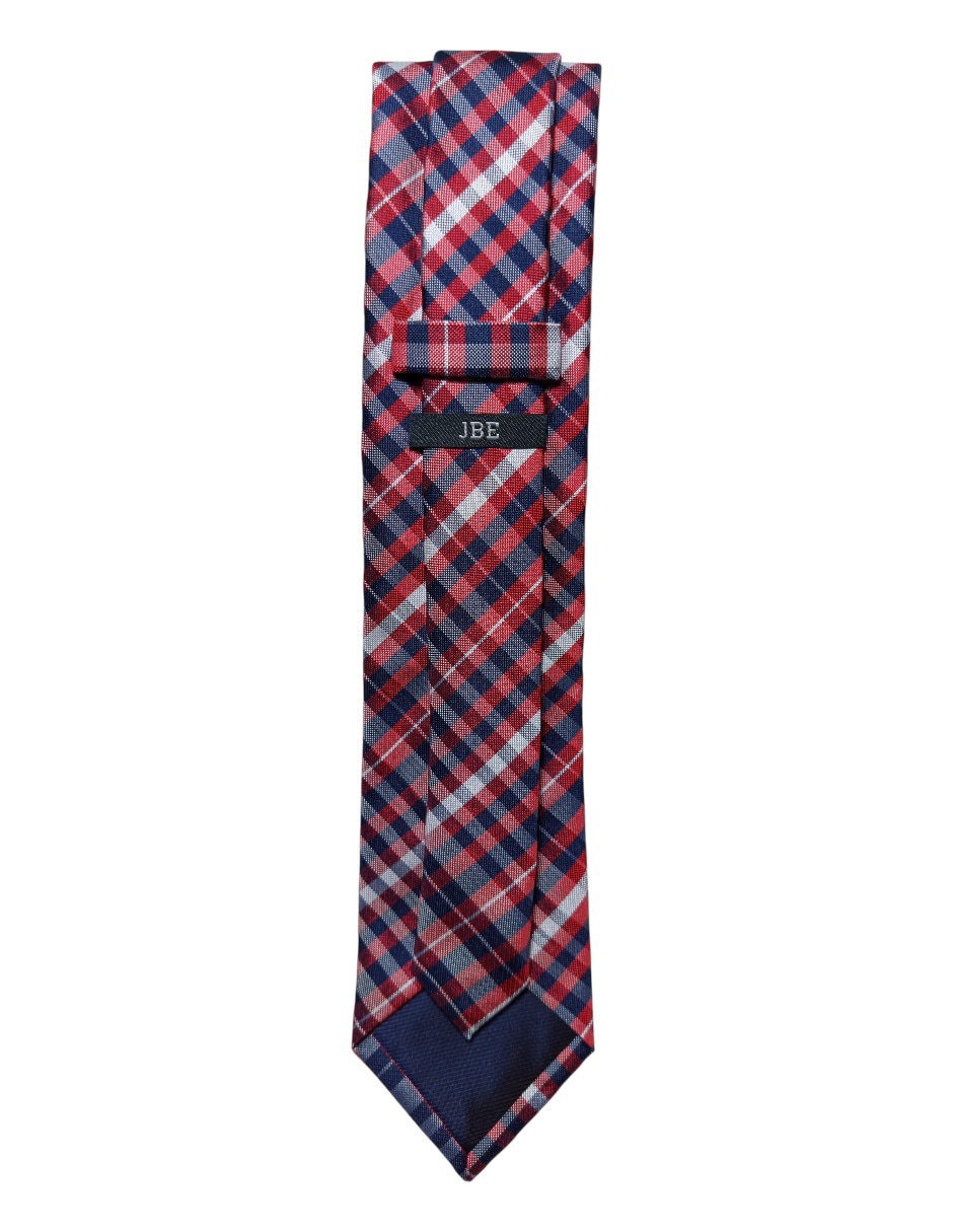 Corbata regular de seda estampado a cuadros para hombre 3