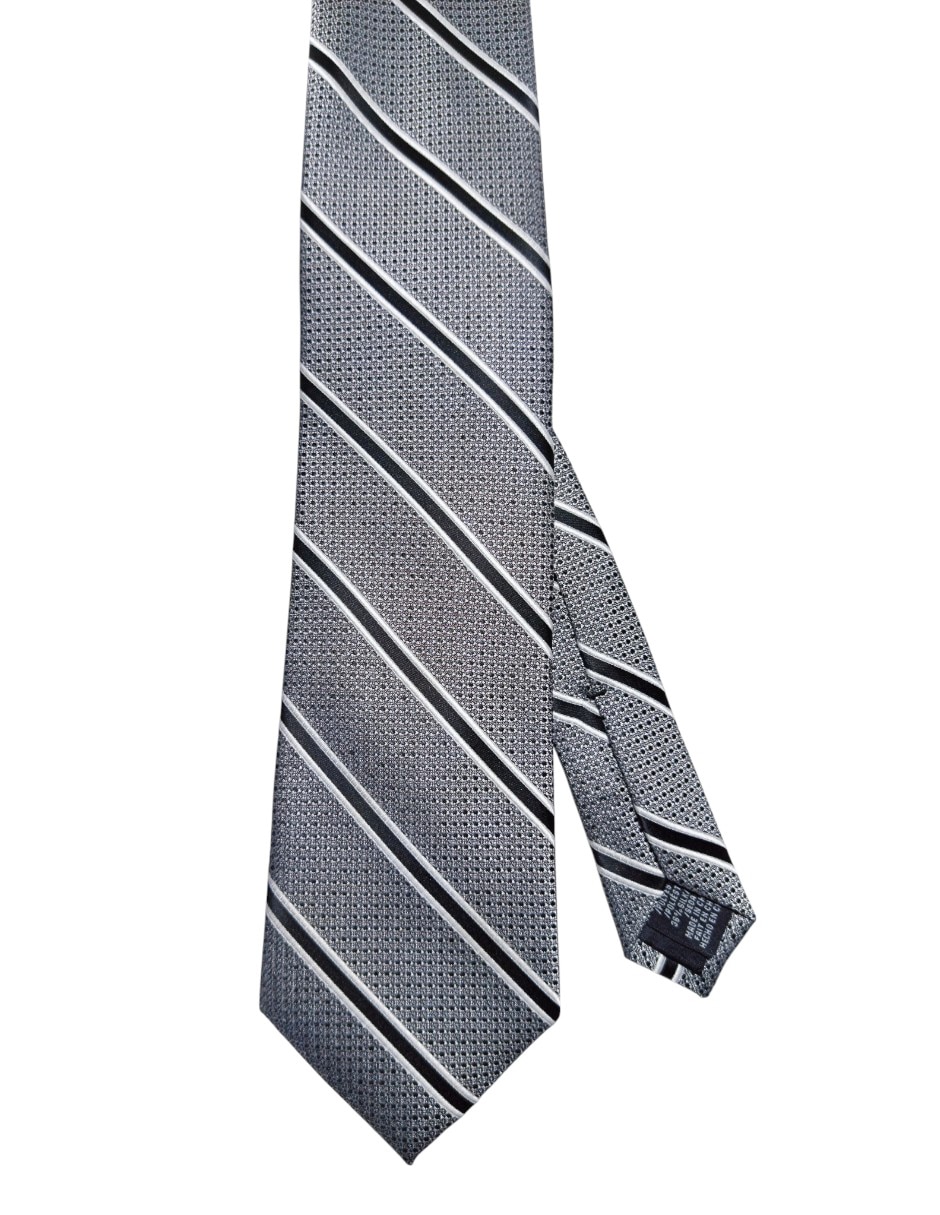 Corbata regular de seda estampado a rayas para hombre 1