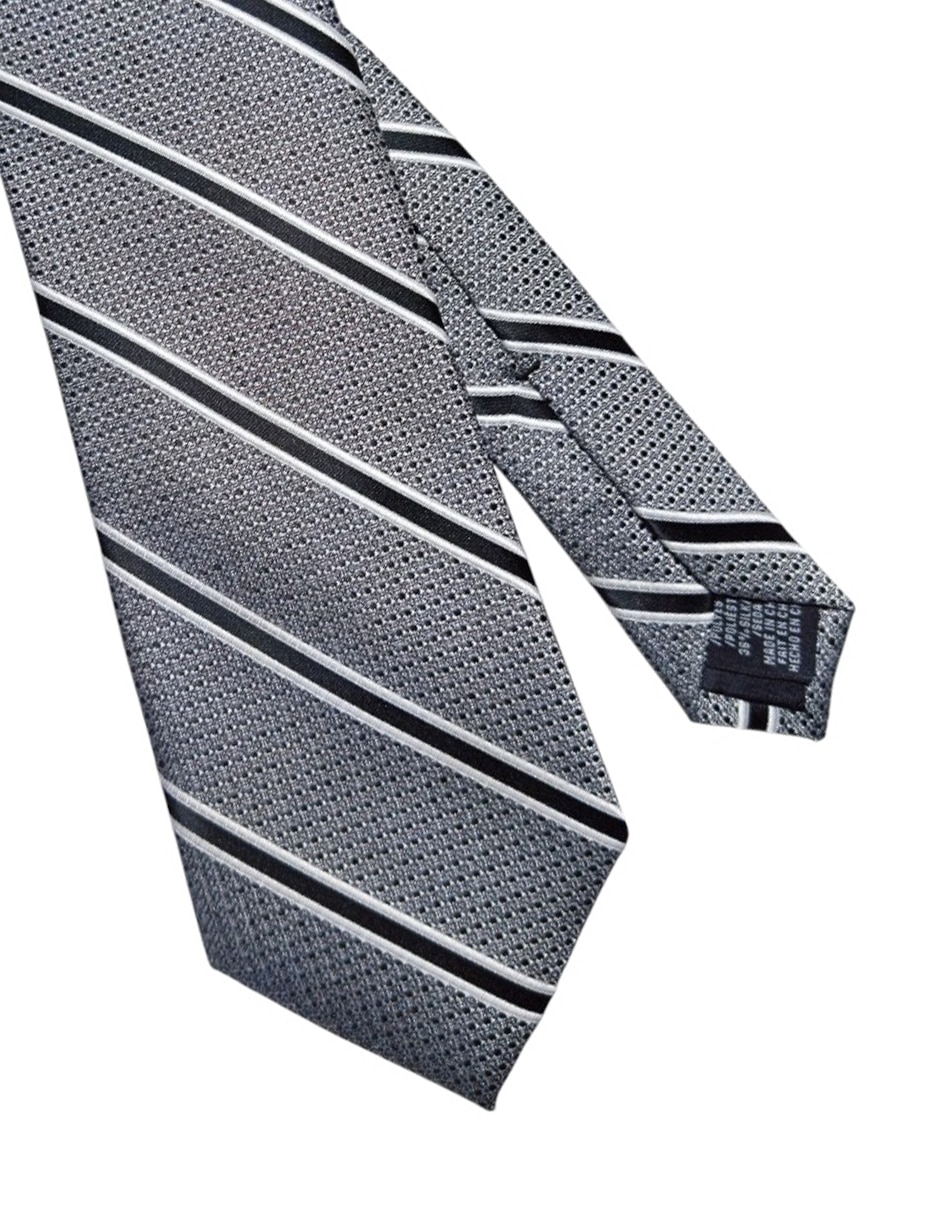 Corbata regular de seda estampado a rayas para hombre 2