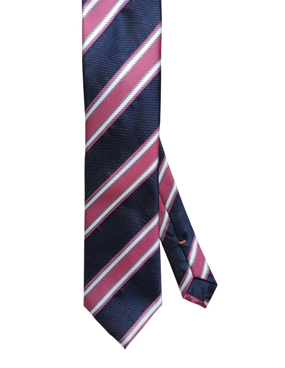 Corbata regular de seda estampado a rayas para hombre