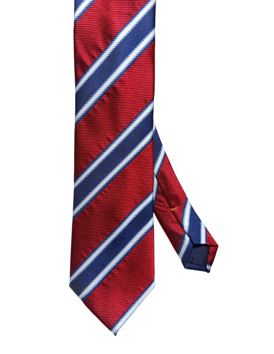 CORBATA JBE A RAYAS REGULAR SEDA, ROJO