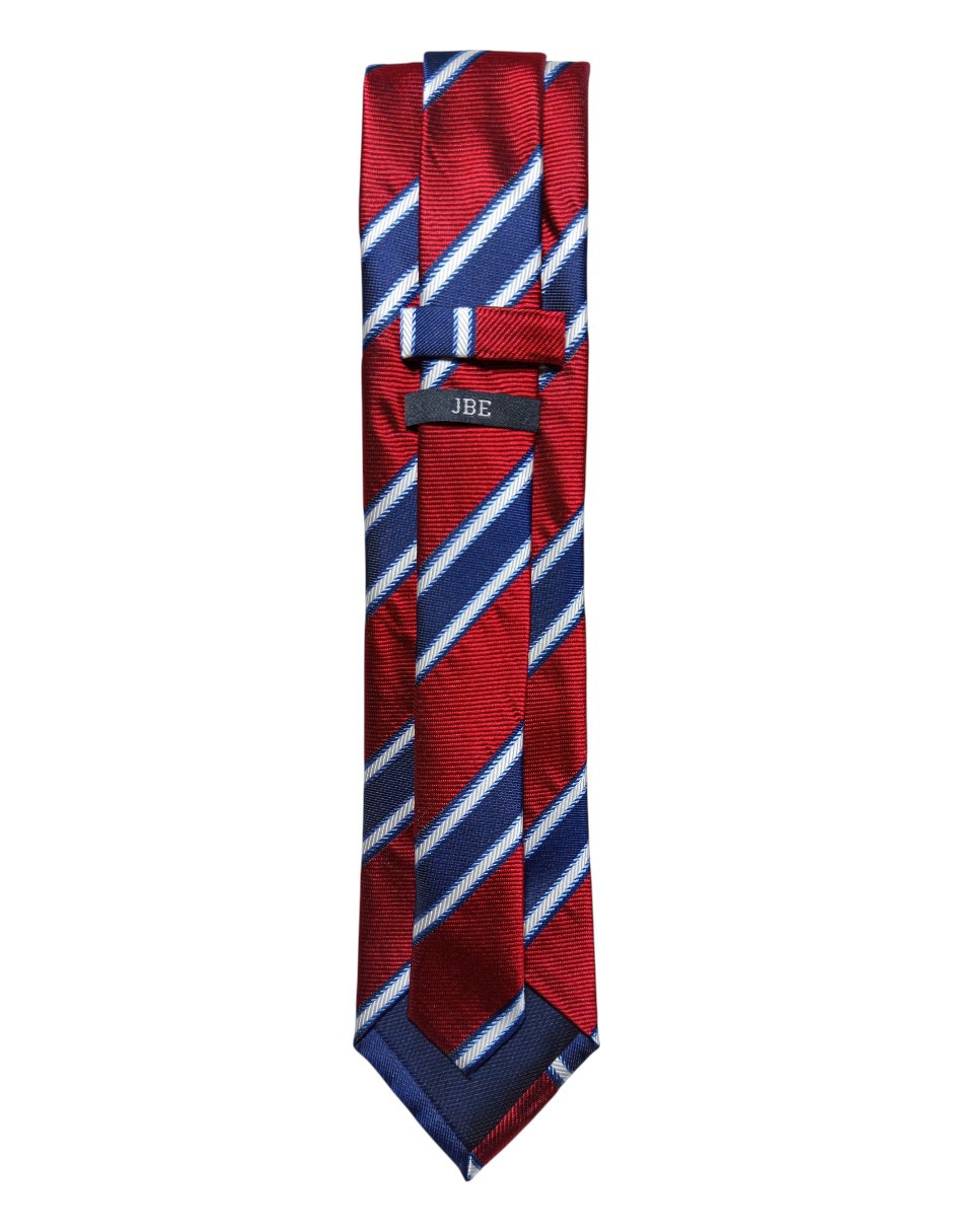 CORBATA JBE A RAYAS REGULAR SEDA, ROJO