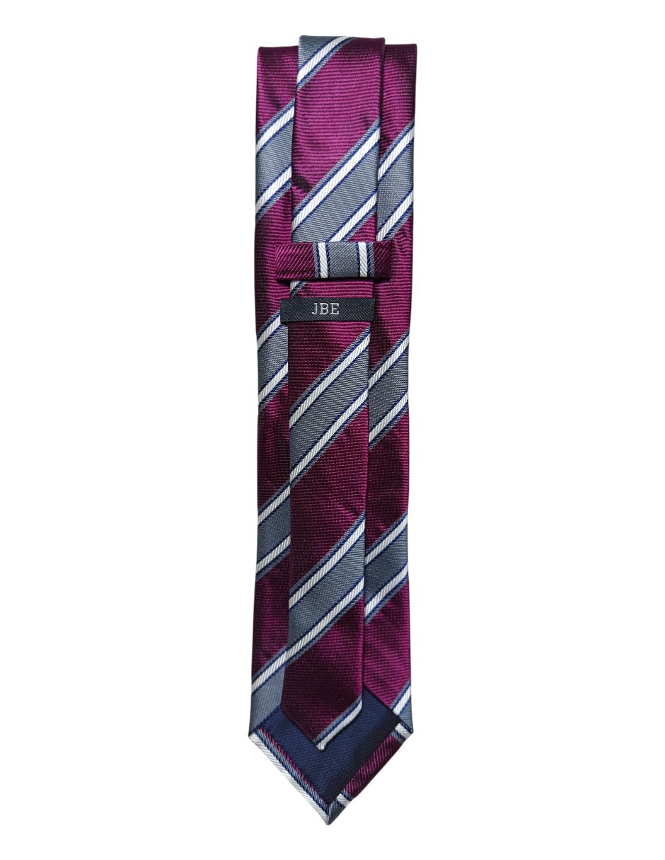 Corbata regular de seda estampado a rayas para hombre 3