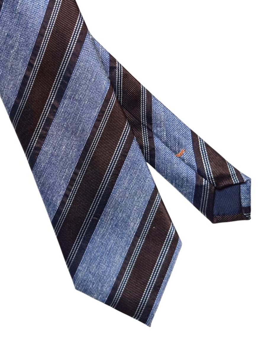 Corbata regular de seda estampado a rayas para hombre 2
