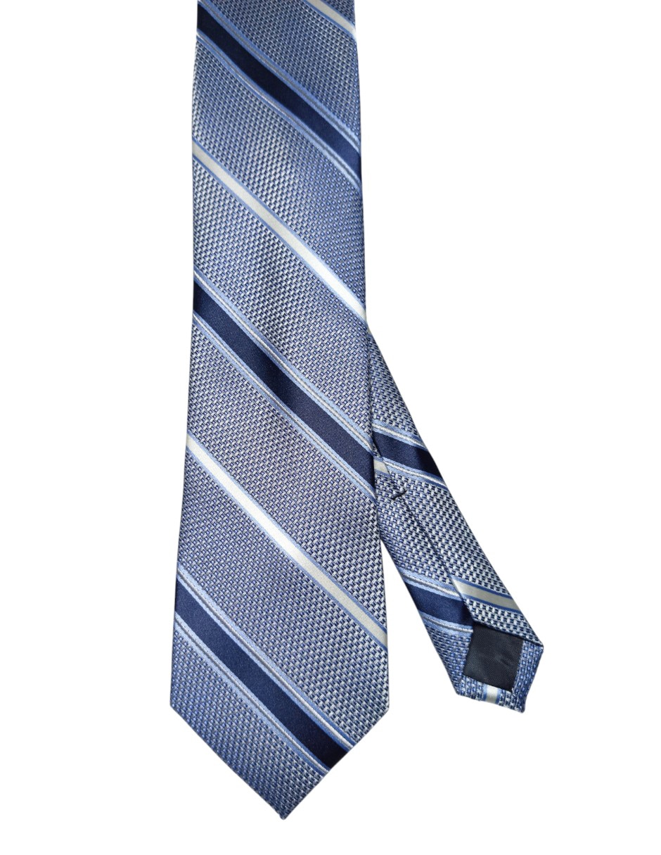 Corbata regular de seda estampado a rayas para hombre