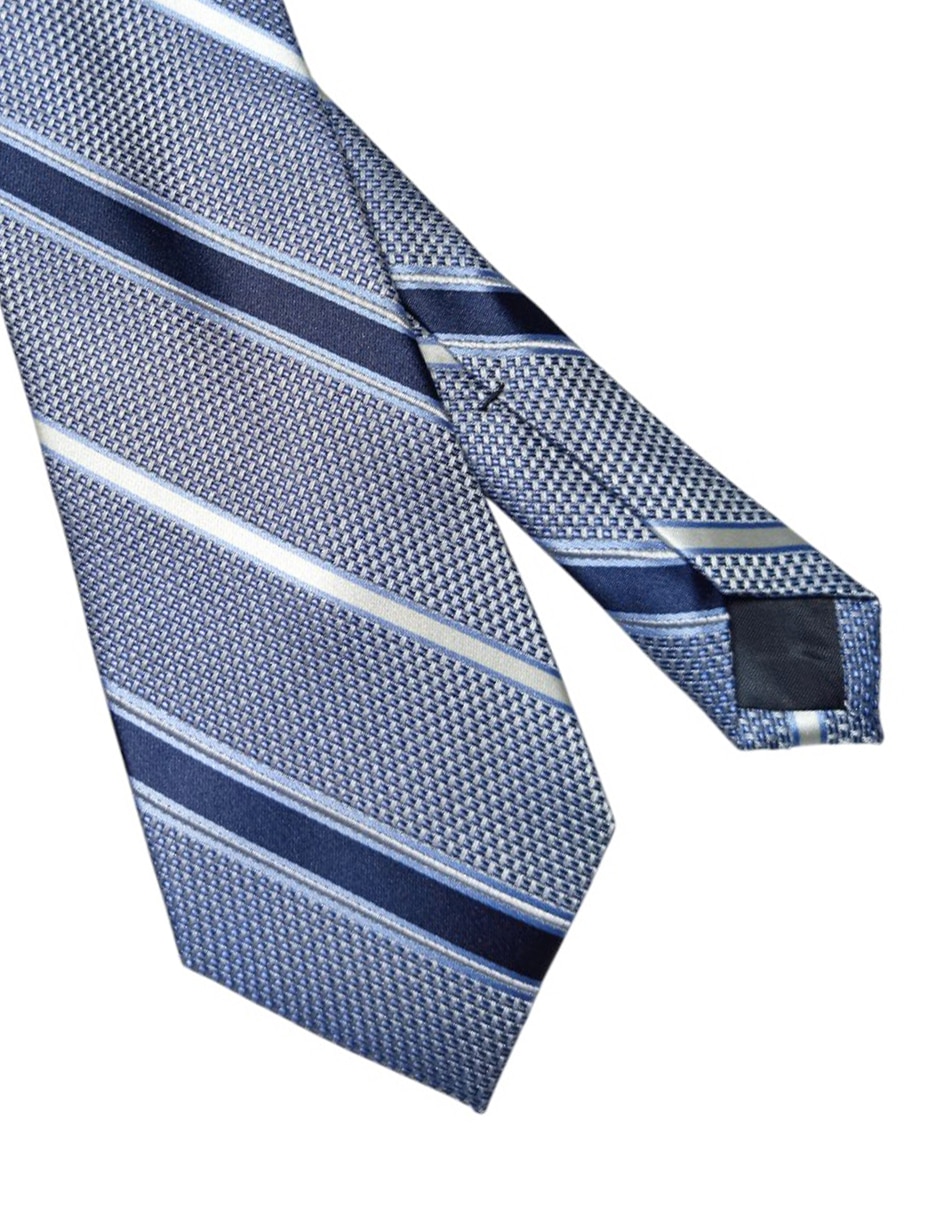 Corbata regular de seda estampado a rayas para hombre 2