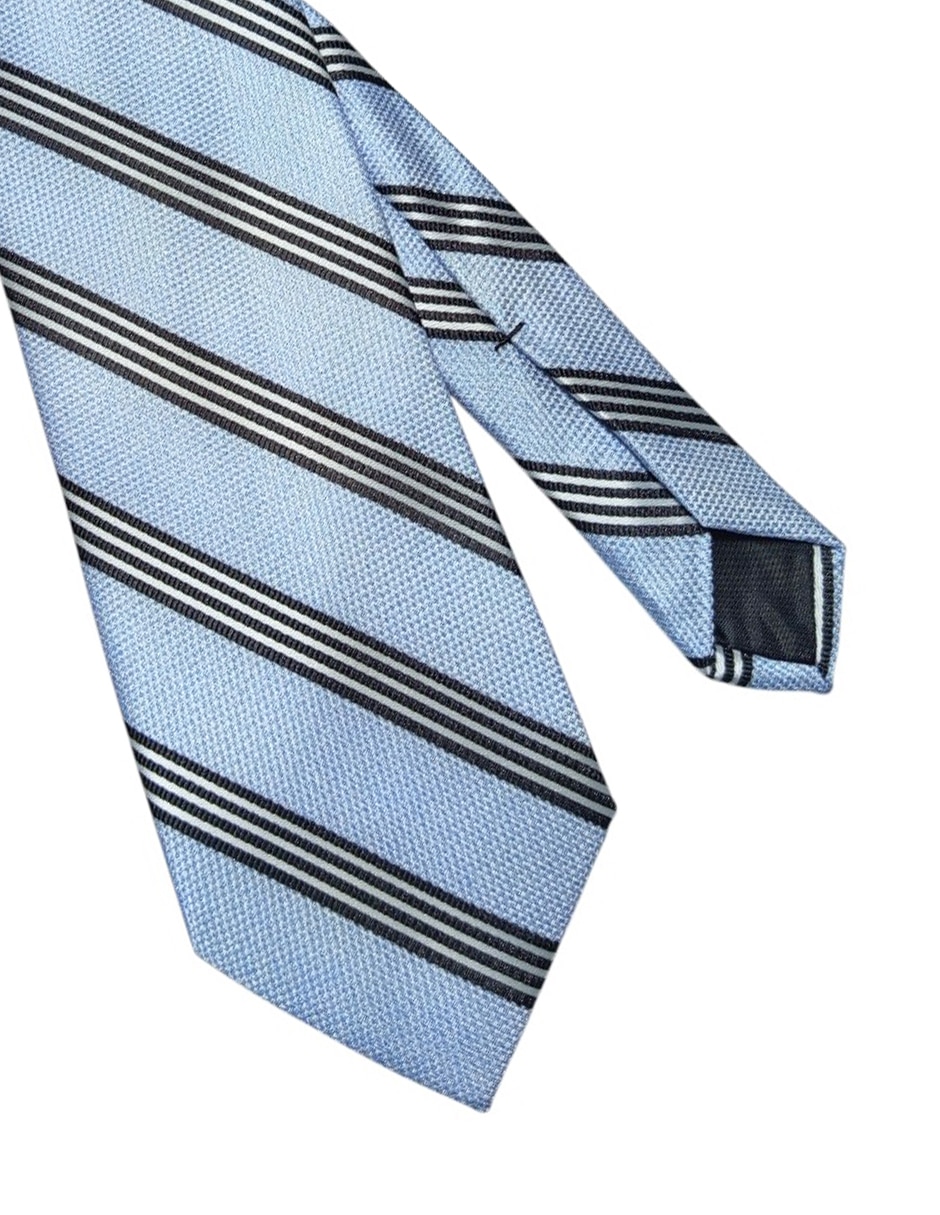 Corbata regular de seda estampado a rayas para hombre 2