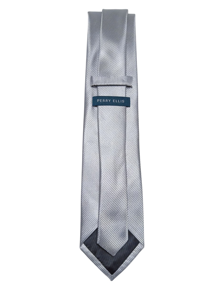 CORBATA PERRY ELLIS LISO REG, PLATEADO