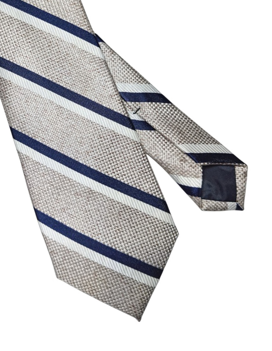 Corbata regular de seda estampado a rayas para hombre 2
