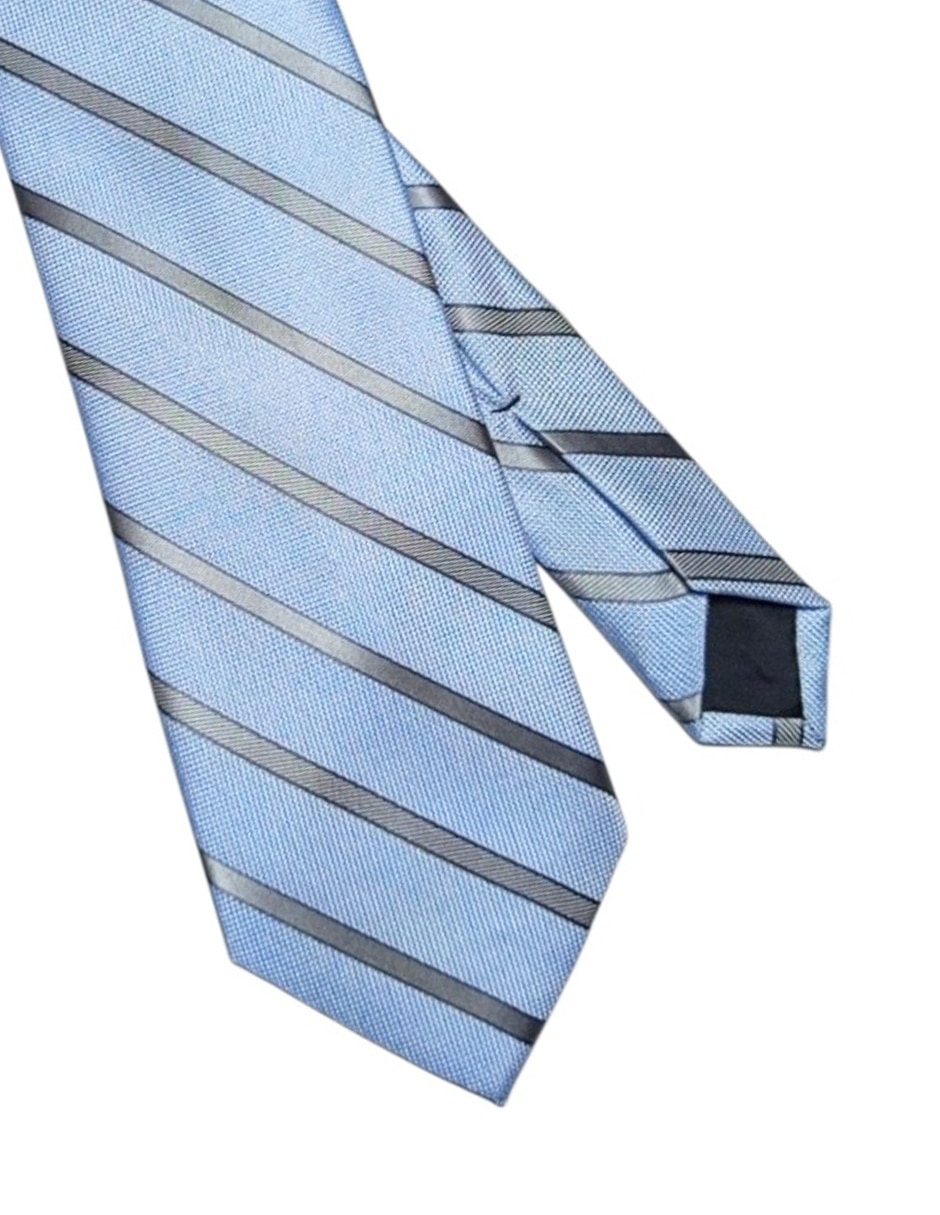 Corbata regular de seda estampado a rayas para hombre 2