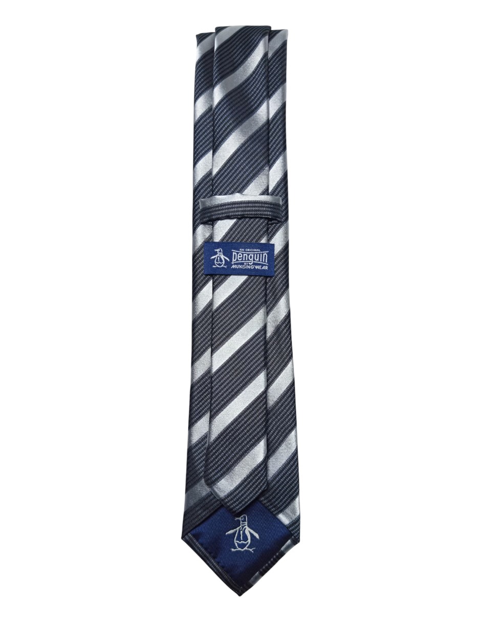 Corbata regular de seda estampado a rayas para hombre 2