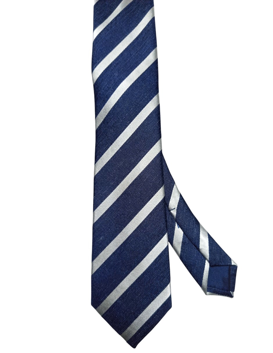 Corbata regular de seda estampado a rayas para hombre 1