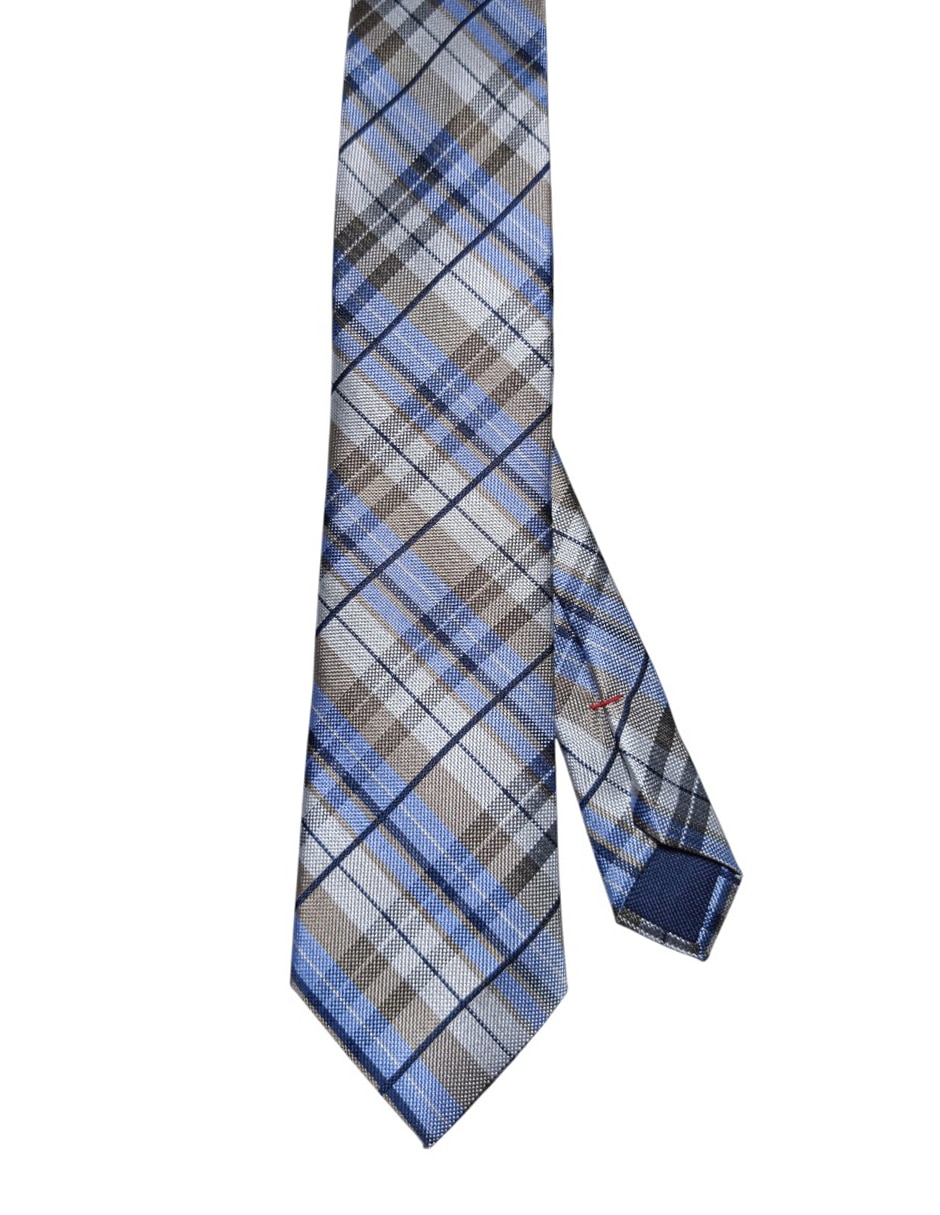 Corbata regular de seda estampado a cuadros para hombre