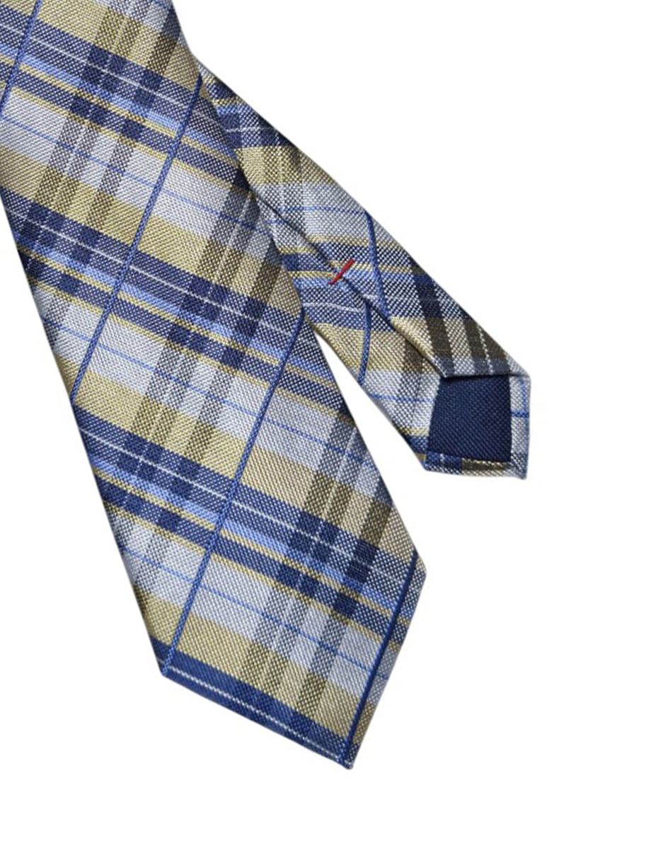 Corbata regular de seda estampado a cuadros para hombre 2