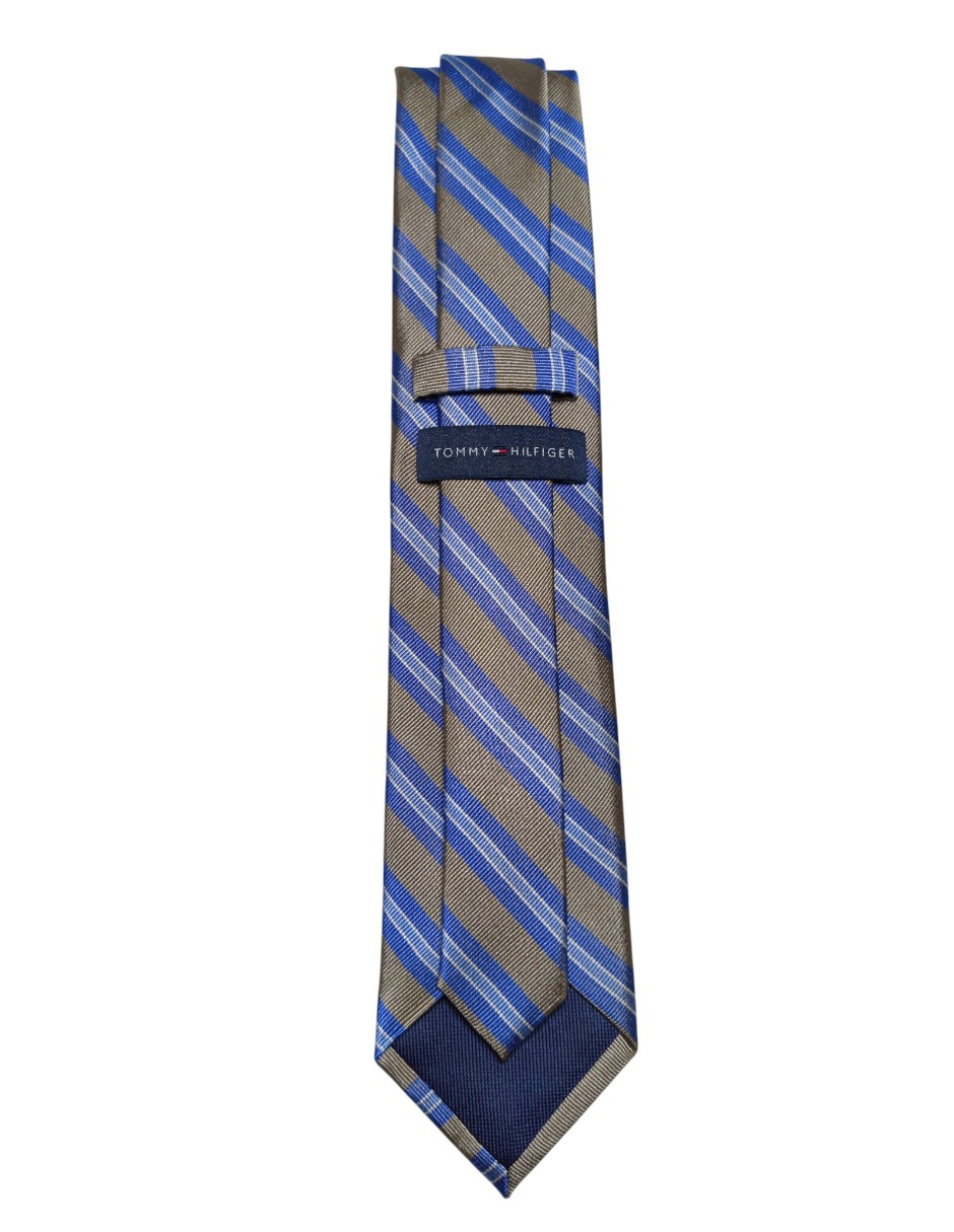 Corbata regular de seda estampado a rayas para hombre 3