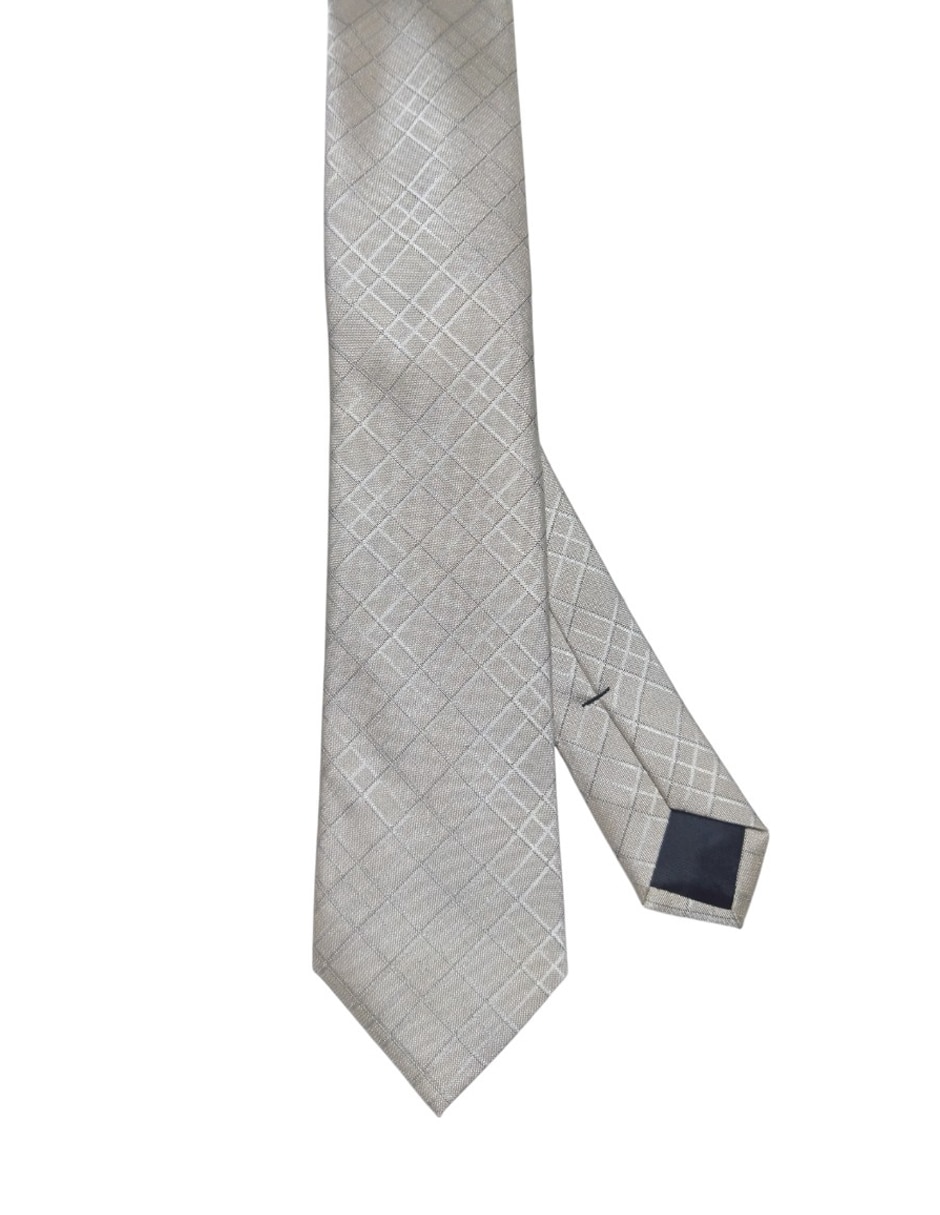 CORBATA CK A CUADROS REGULAR SE, BEIGE