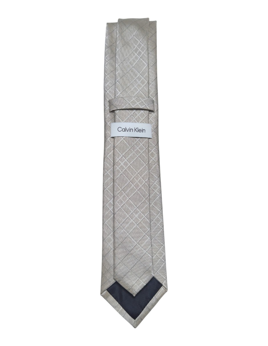 CORBATA CK A CUADROS REGULAR SE, BEIGE